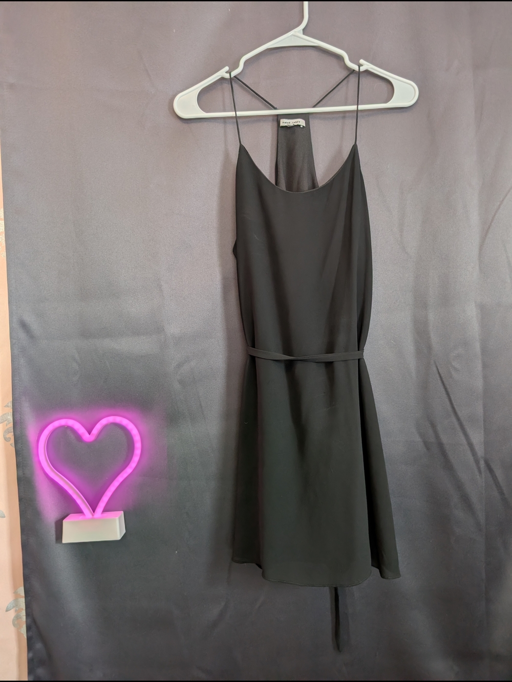 Naked Zebra Black Spaghetti Strap Little Black Dress Mini Dress Tie Up Casual